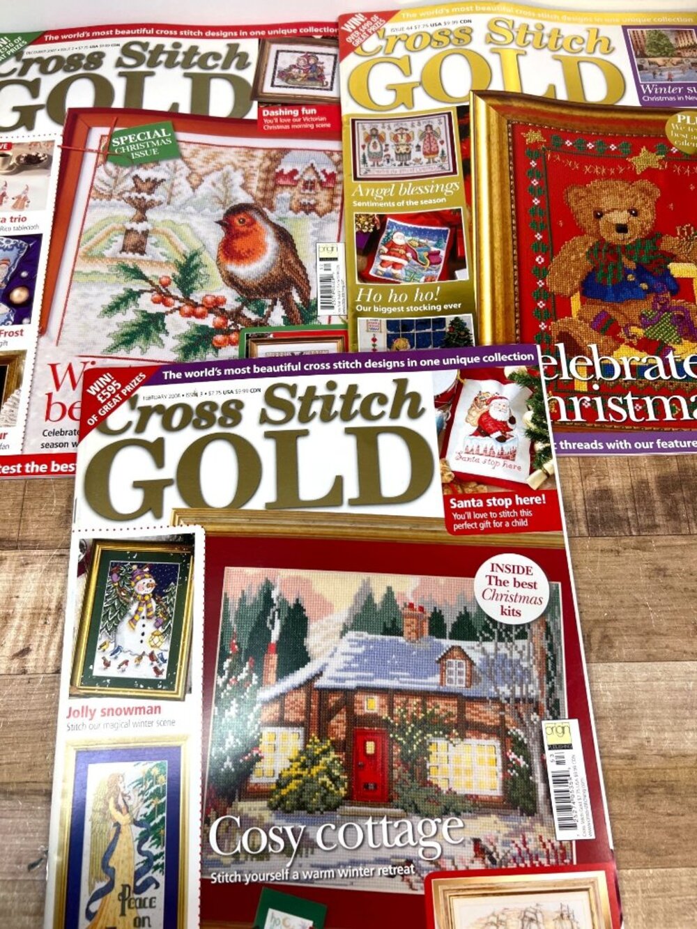 3 Christmas Themed Cross Stitch Magazines Large